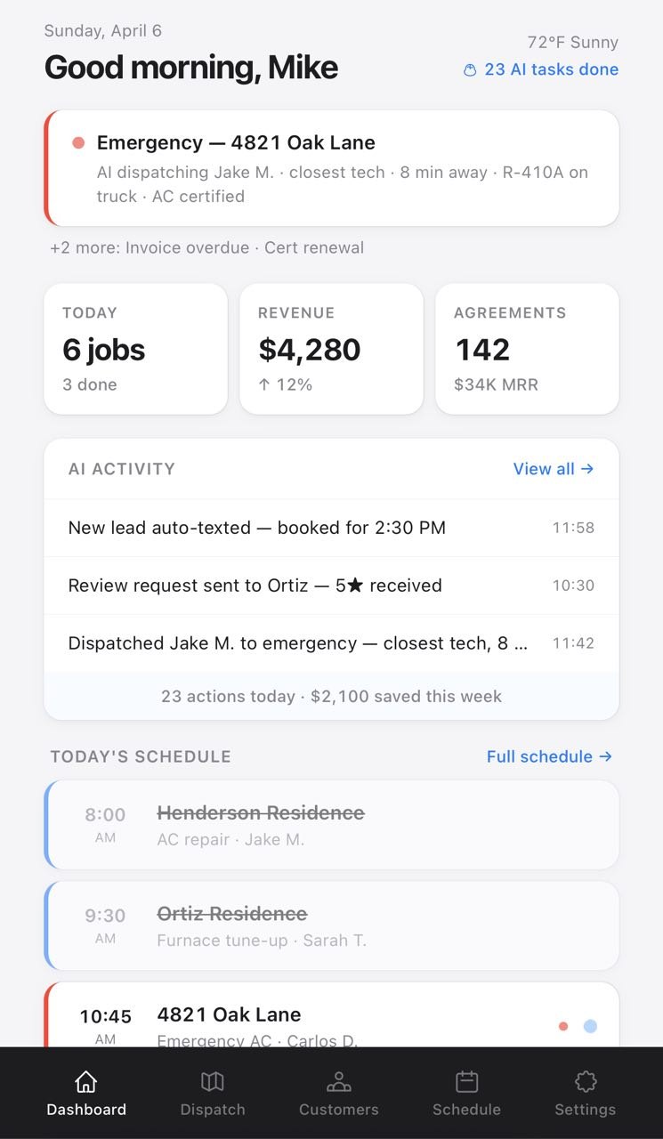 Kuhnic platform dashboard — mobile view